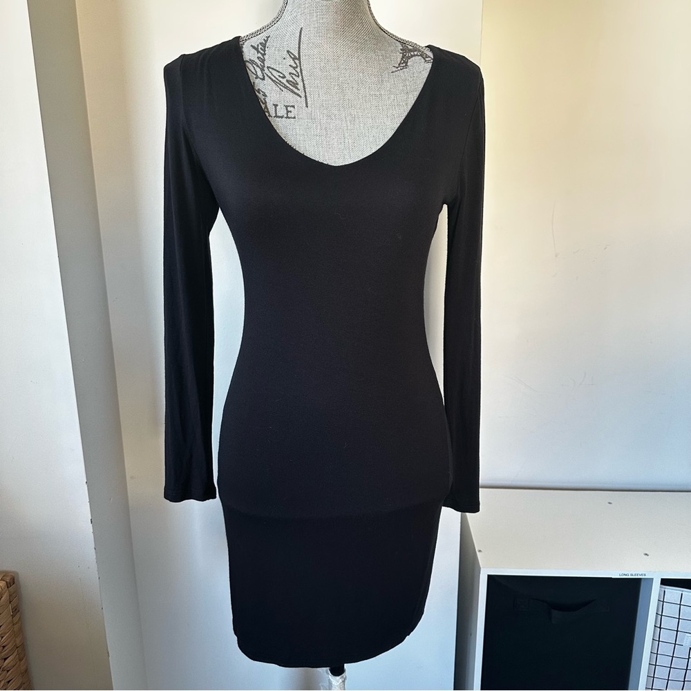 Seven Sisters Black Long Sleeve Bodycon Dress – Size S (Made in USA)